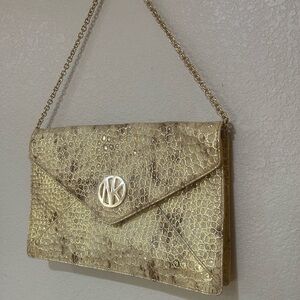 Timeless Naeen Khan shoulder purse gold tone Leather
